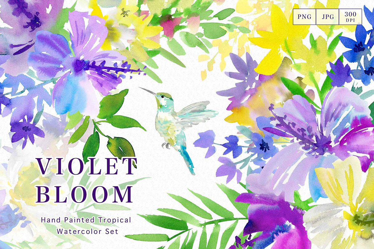 Watercolor Hibiscus & Tropical Birds, an Object Graphic by Sawango Designs (Photo 1 of 11)