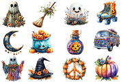 Groovy Retro Halloween Clipart, an Illustration by Designworld (Thumbnail 2 of 5)