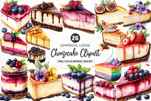 Cheesecake Watercolor Clipart, an Illustration by SinaCreation
