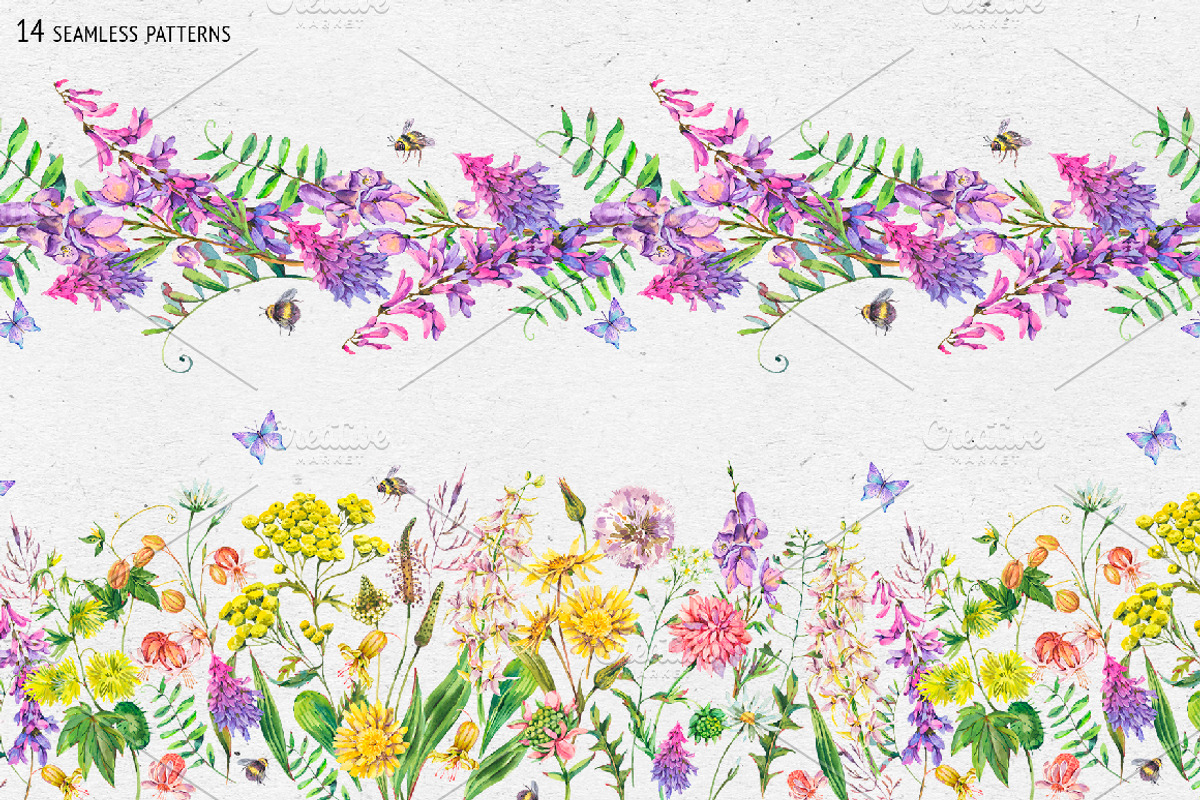 Watercolor meadow herbs&flowers, an Illustration by Depiano (Photo 17 of 19)