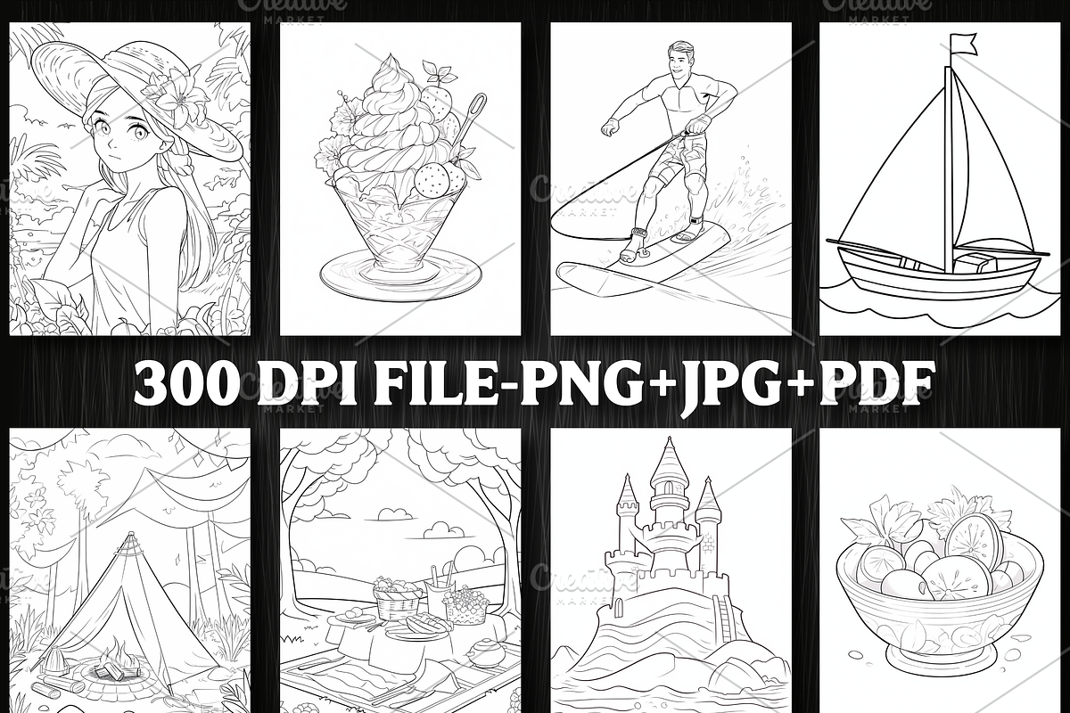 Summer Coloring book For Adults, a Seasonal Illustration by Design Station (Photo 2 of 4)