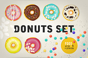 Vector set of glazed colored donuts., a Decorative Illustration by WalnutBird (Thumbnail 1 of 4)