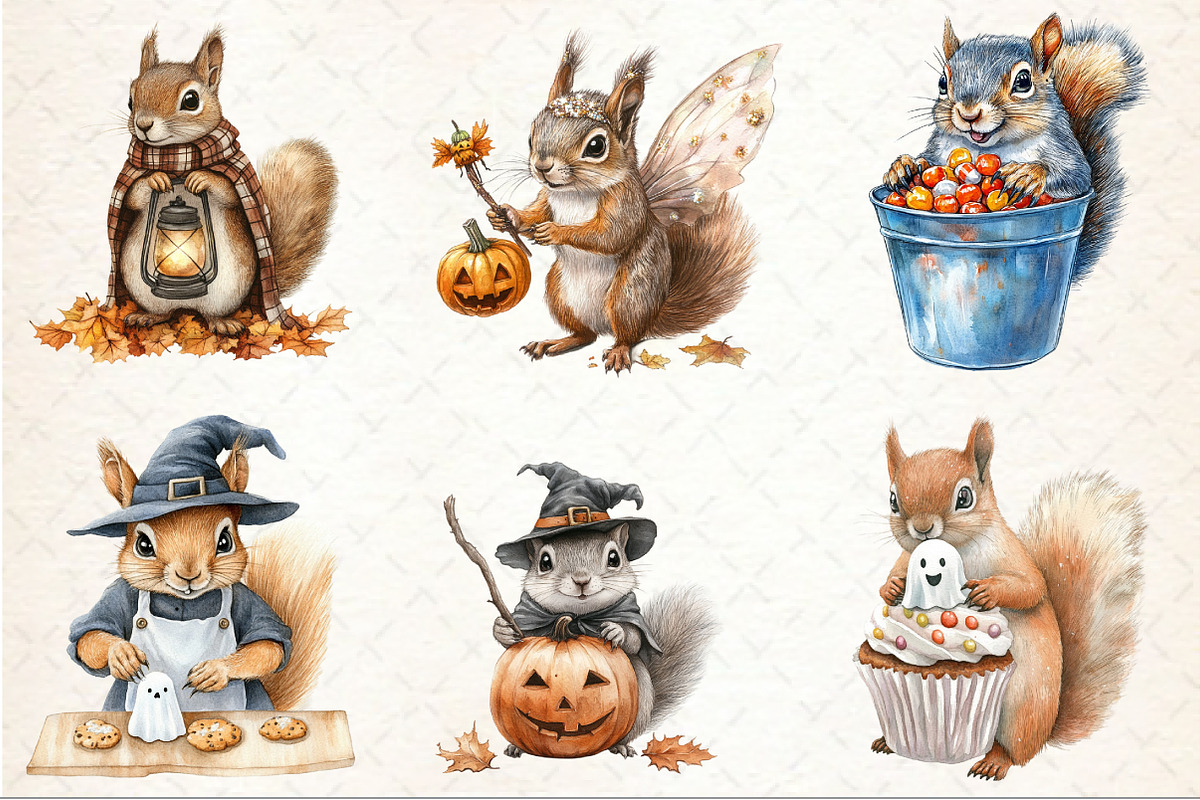 Cute Halloween Squirrels Clipart, an Illustration by Rose Art (Photo 3 of 7)