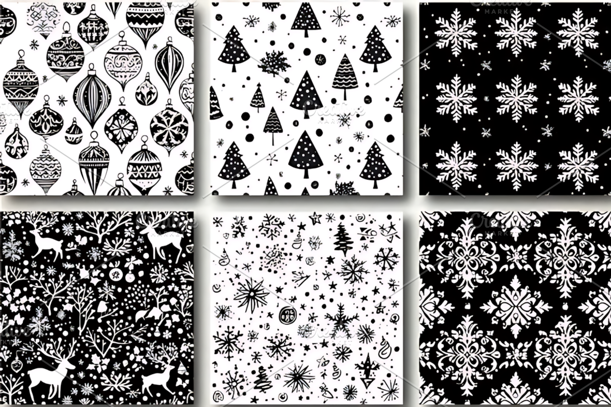 Black and White Christmas Patterns, a Pattern Graphic by Design Station (Photo 3 of 5)
