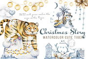 Cute Tiger and Christmas Watercolor, an Animal Illustration by Ann Art Houze (Thumbnail 1 of 11)