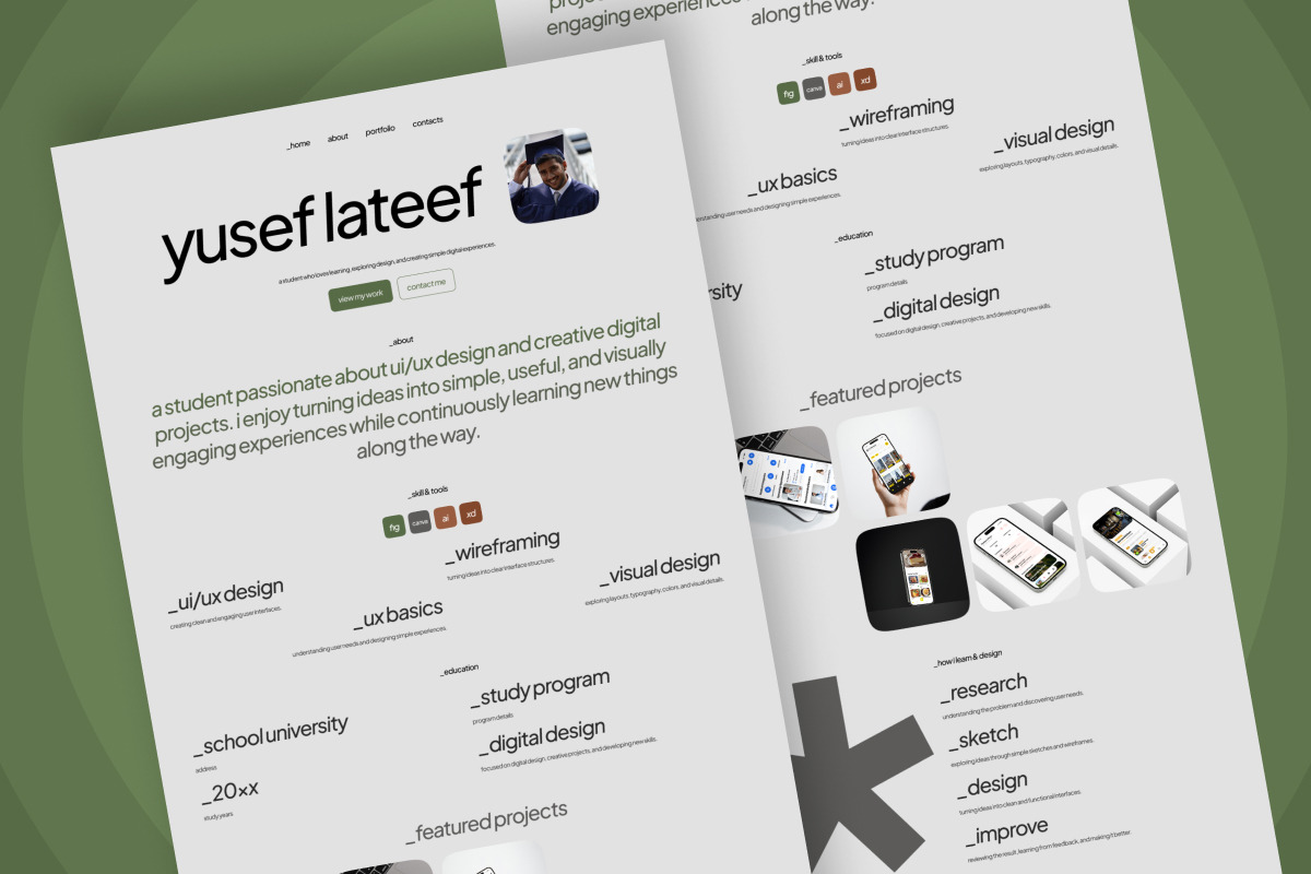 Yusef – Student Portfolio Website, a Landing Page Template by productype1 (Photo 4 of 5)