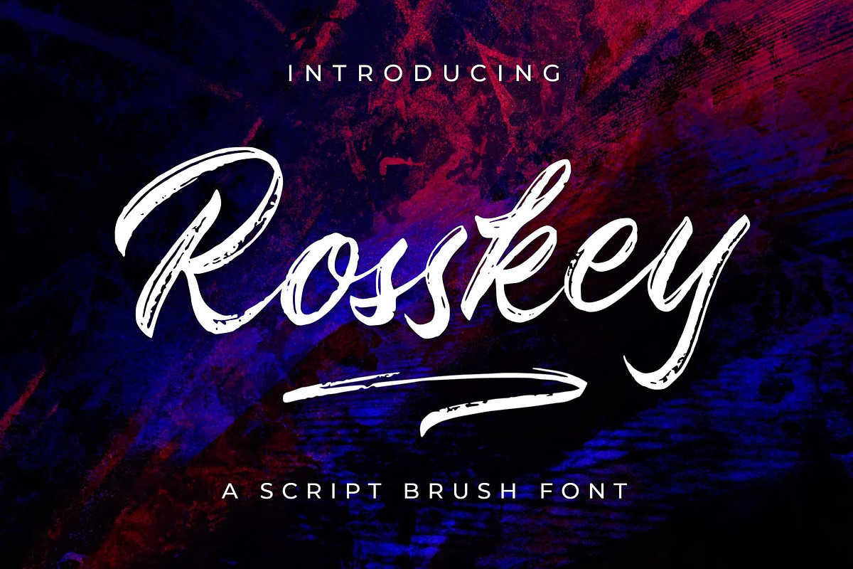 Rosskey - Brush Font, a Script Font by sancreastd. (Photo 1 of 9)