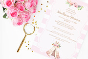 Teepee baby shower invitation, an Invitation Template by ThePaperOwl (Thumbnail 1 of 3)