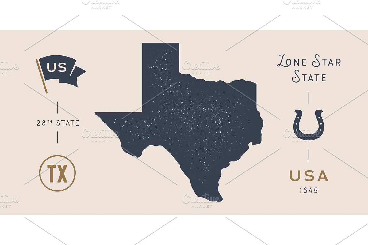 Texas state map silhouette, lone, an Illustration by Foxys Graphic