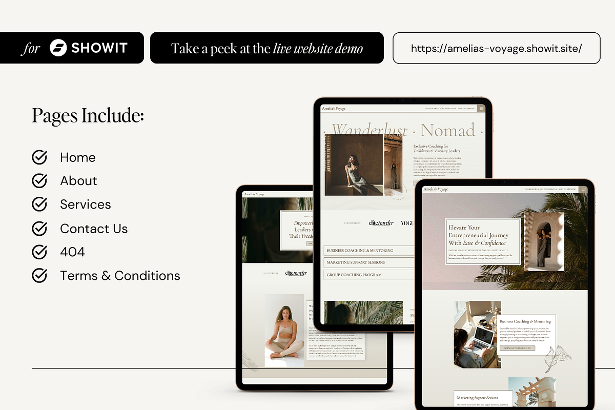 Showit Website Template For Coaches, a Landing Page Template by Emily Betts (Photo 3 of 6)