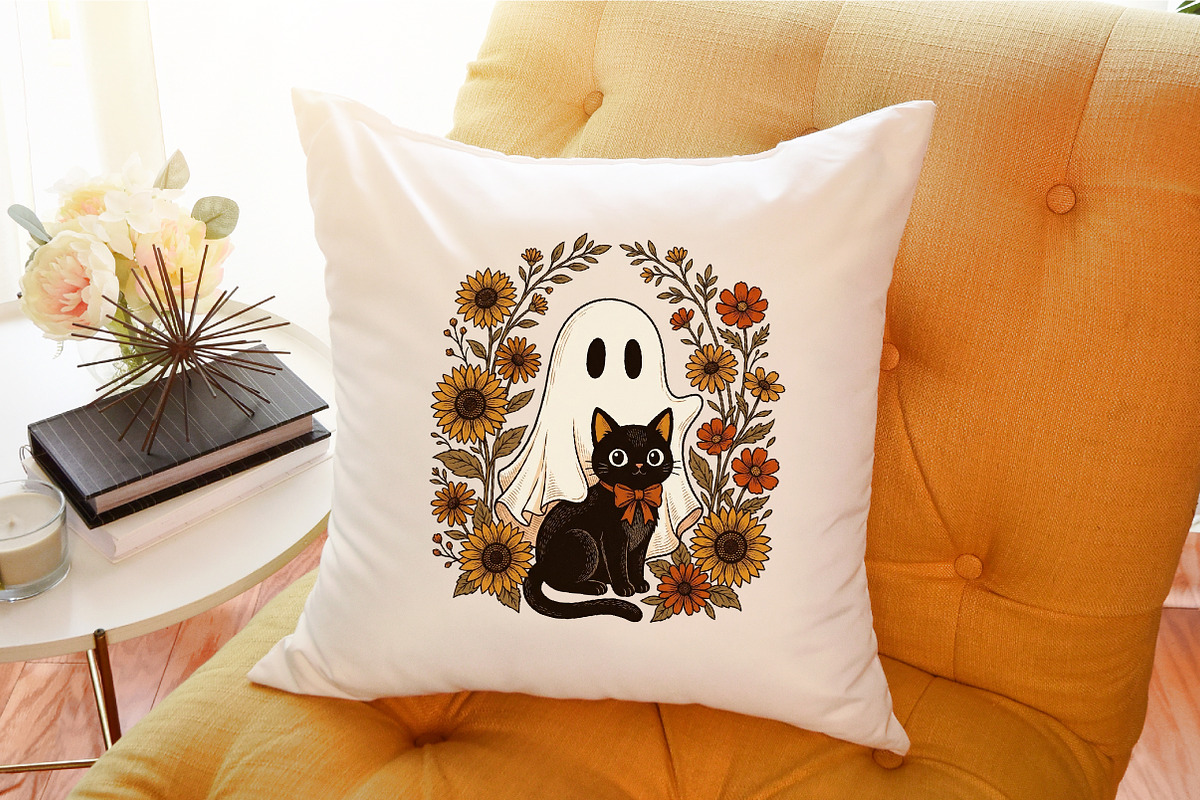 Cute Halloween Ghost and Cat Png, a Work Illustration by Sublimation Artist (Photo 9 of 9)