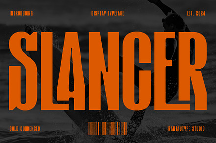 Slancer Condensed Typeface, a Sans Serif Font by RantautypeStudio