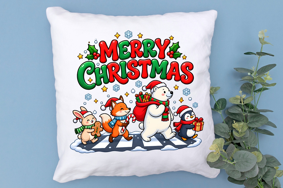 Cute Animals Merry Christmas PNG, an Object Graphic by Zahyl Studio (Photo 7 of 7)
