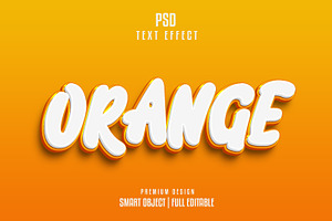 Orange 3d Text Effect Style