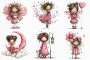 Whimsical Pink Fairy Clipart, a Seasonal Illustration by Craft Nest (Thumbnail 6 of 6)