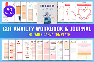 CBT Anxiety Workbook & Journal, a Print Template by Designmela01