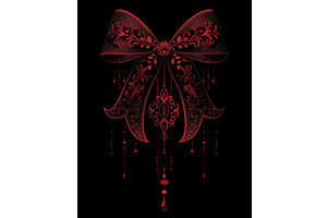 Elegant Red Filigree Bow With Ornate