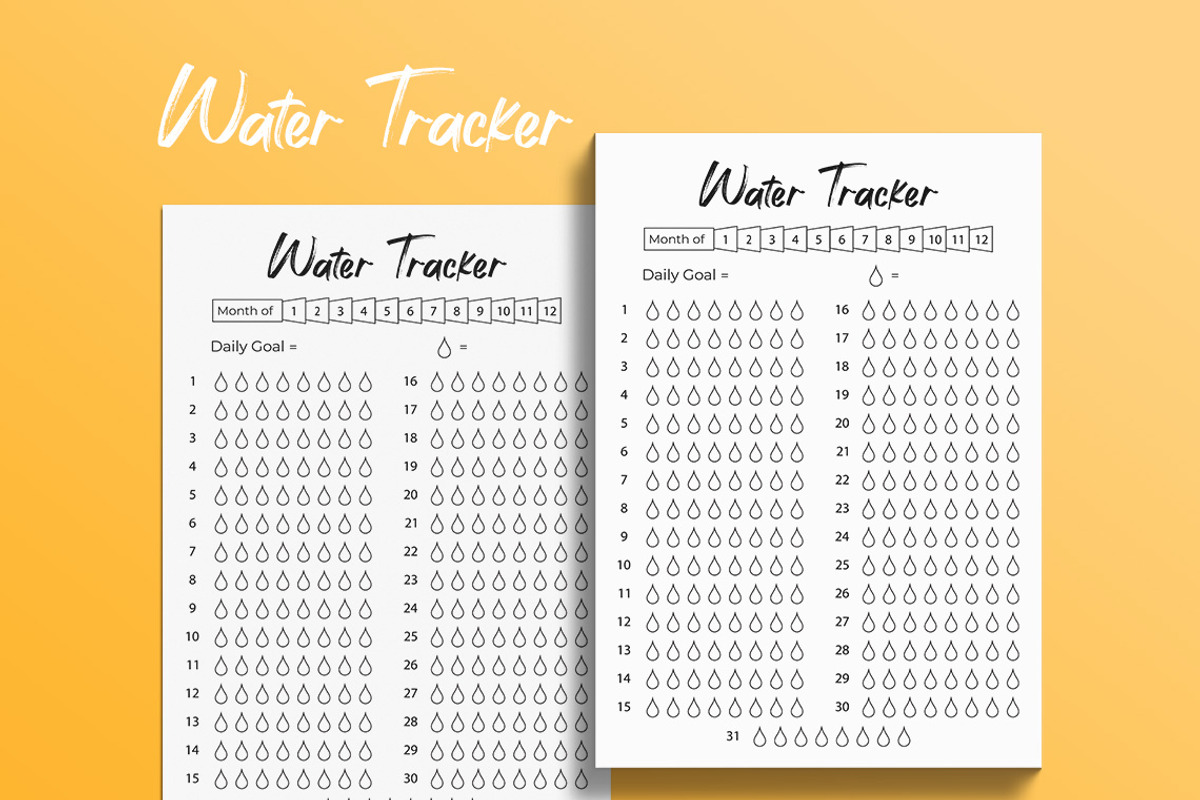Water Tracker | Hydration Log, a Stationery Template by Graphicsnext