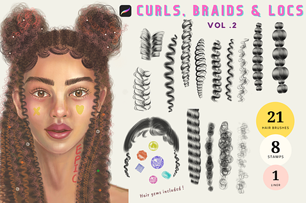 Procreate Curls & Braids Brushes 2