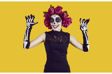 Girl with sugar skull makeup scaring, a Beauty & Fashion Photo by StudioRomantic
