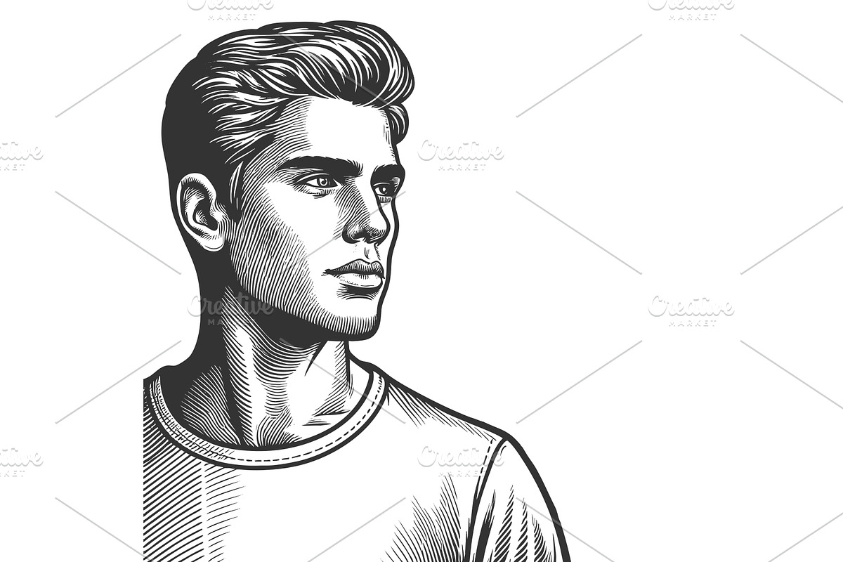 Stylish Muscular Man sketch vector, a Person Illustration by AlexArt