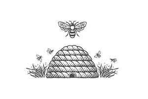 Beehive and bees, a Food Illustration by Irina Trusova