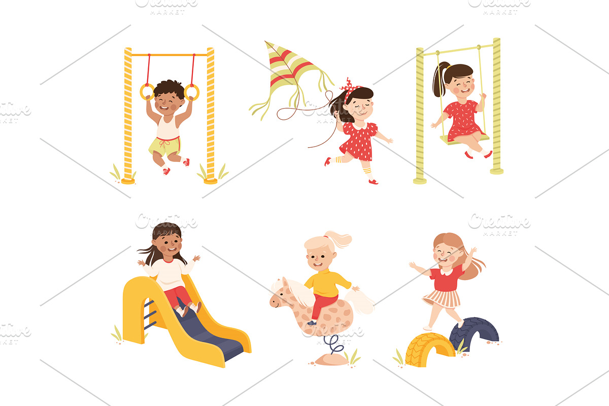 Smiling Boy and Girl Playing and, a Person Illustration by TopVectors