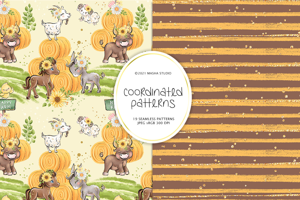 Farm Animals Digital Papers, a Pattern Graphic by Masha  Studio (Photo 3 of 11)