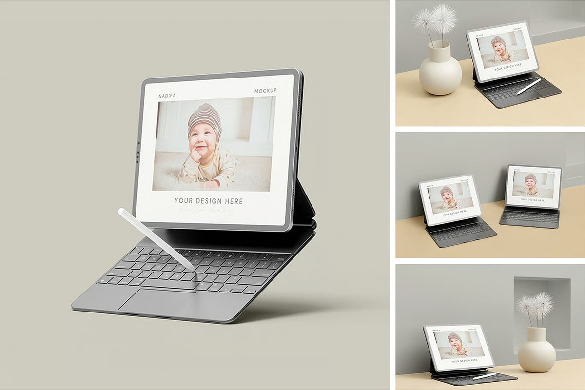 iPad With Keyboard Mockup, an iPad Mockup by zpackcreative (Photo 1 of 5)