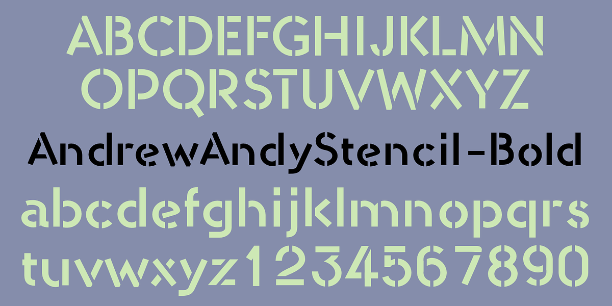 AndrewAndyStencil, a Sans Serif Font by Ingrimayne Type (Photo 3 of 5)
