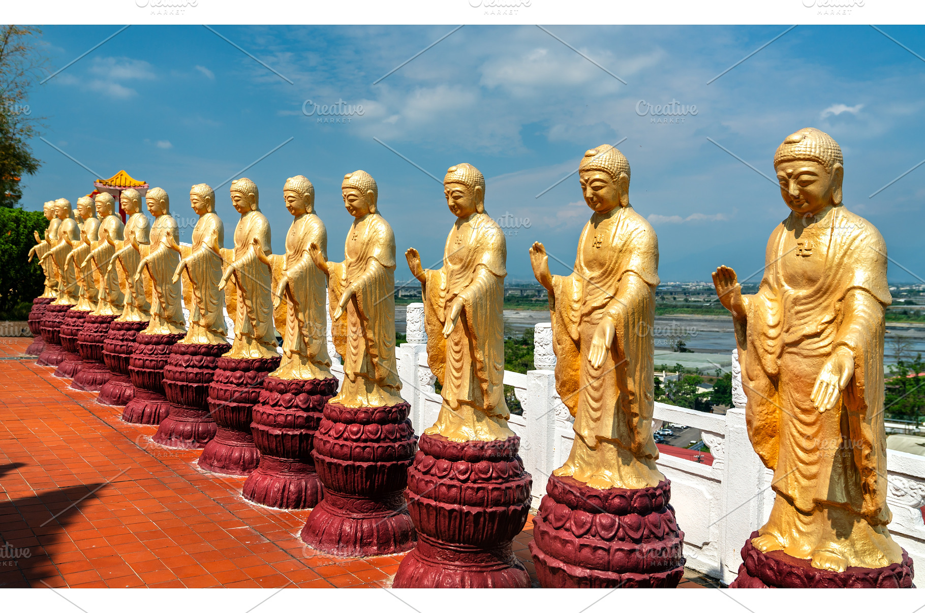 Golden Buddha Statues at Fo Guang, an Architecture Photo by Leonid Andronov