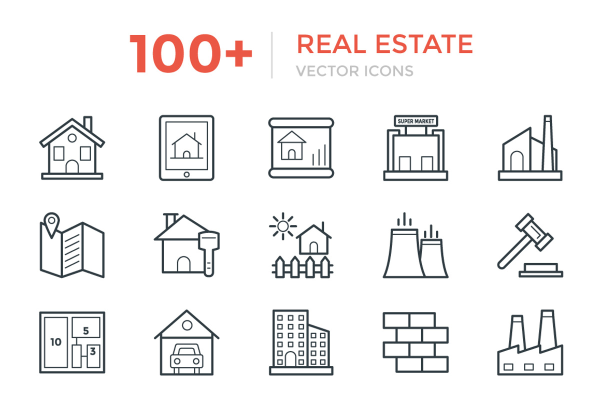 100+ Real Estate Vector Icons, an Outline Icon by Vectors Market (Photo 1 of 3)