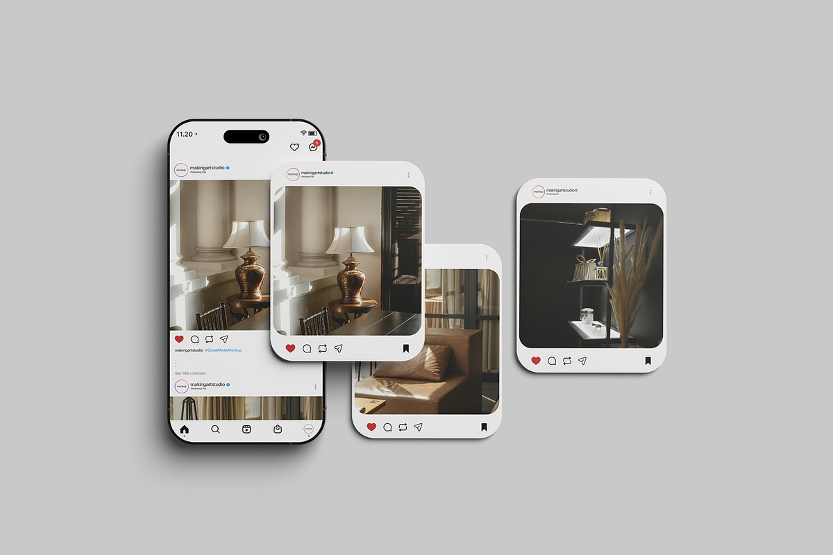 Realistic Social Media Mockup PSD, an Advertising Mockup by MA-KING_ART (Photo 2 of 5)