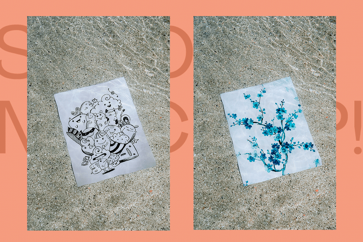 A4 POSTER MOCKUP UNDER THE WATER, a Print Template by Le Studio Mockup (Photo 3 of 5)