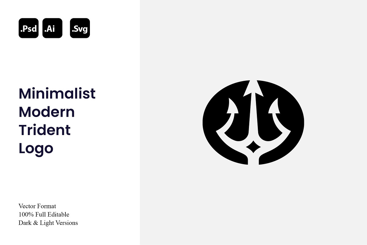 Minimalist Modern Trident Logo, a Branding & Logo Template by Luxury Logos (Photo 1 of 4)