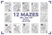 12 MAZES (activity pages), an Education Illustration by Bonfloret Studio (Thumbnail 1 of 7)