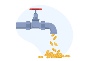 Money crane from which gold coins, a Finance Illustration by Vectorbuum