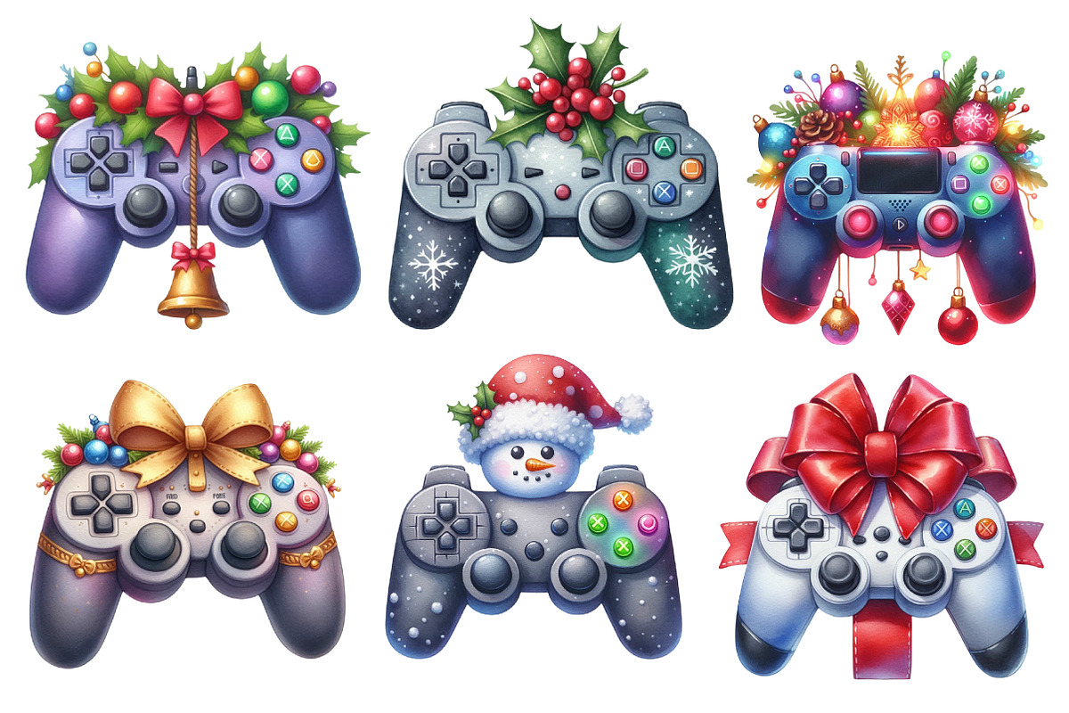 Christmas Gaming Controllers clipart, an Illustration by Designworld (Photo 3 of 6)