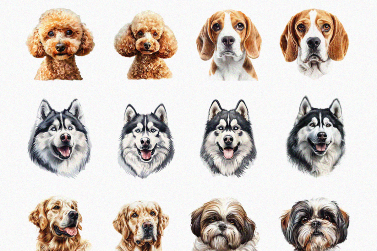 Watercolor Puppy Clipart Set (PNG), an Animal Illustration by DesignBTF (Photo 2 of 4)
