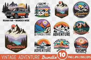 Vintage Mountain Adventure Bundle, an Illustration by Actual Pixel