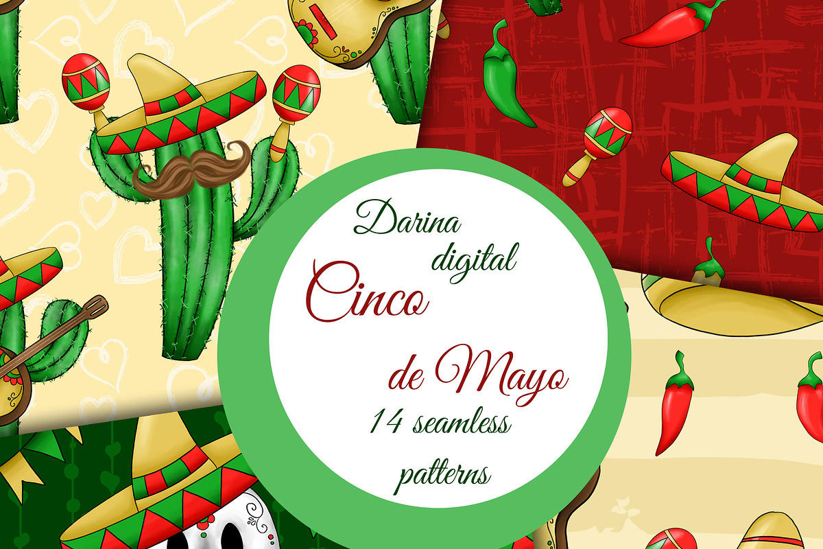 Cinco de Mayo patterns, a Pattern Graphic by DarinaDigital (Photo 1 of 6)