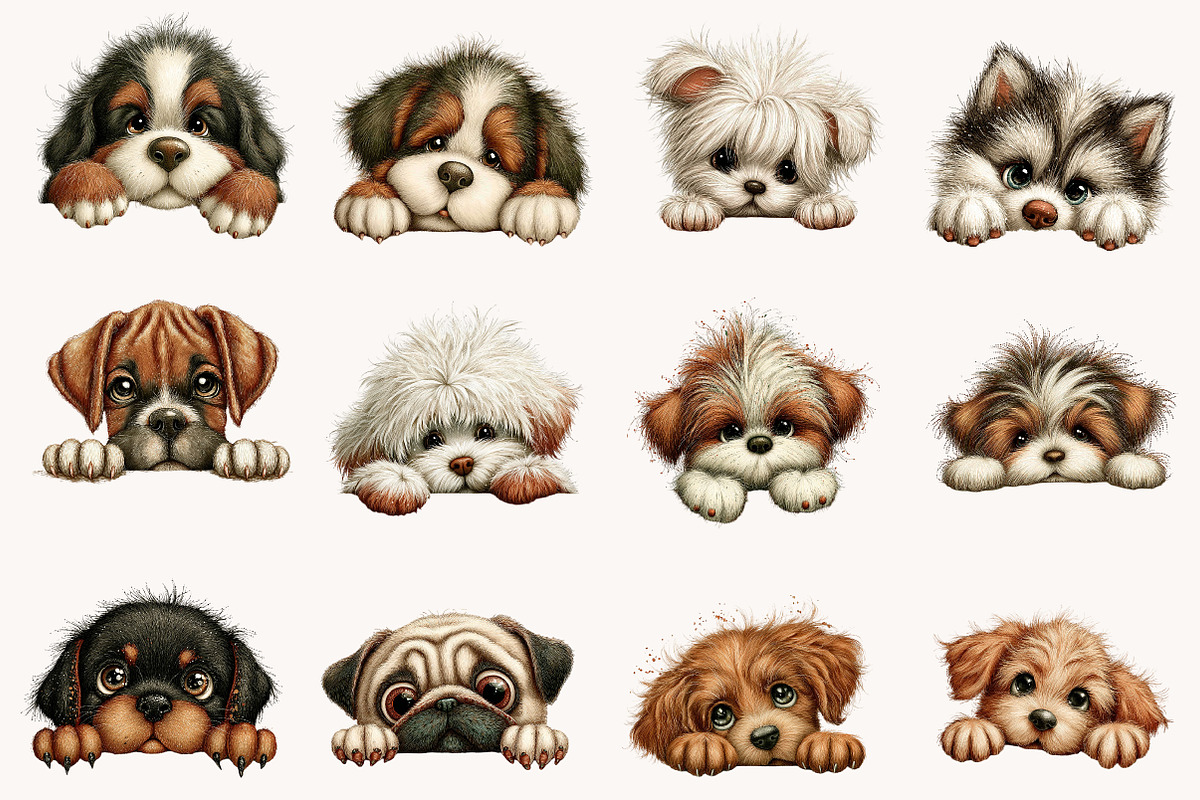 Breeds of Peeking Dogs New Clipart, a Seasonal Illustration by Designworld (Photo 4 of 10)