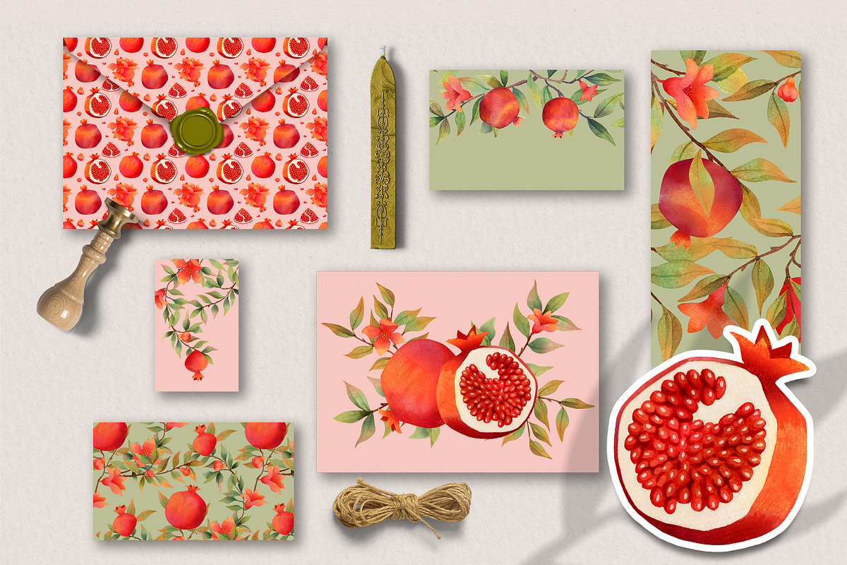 Watercolor Pomegranate clipart, a Decorative Illustration by LukaJreym (Photo 8 of 10)