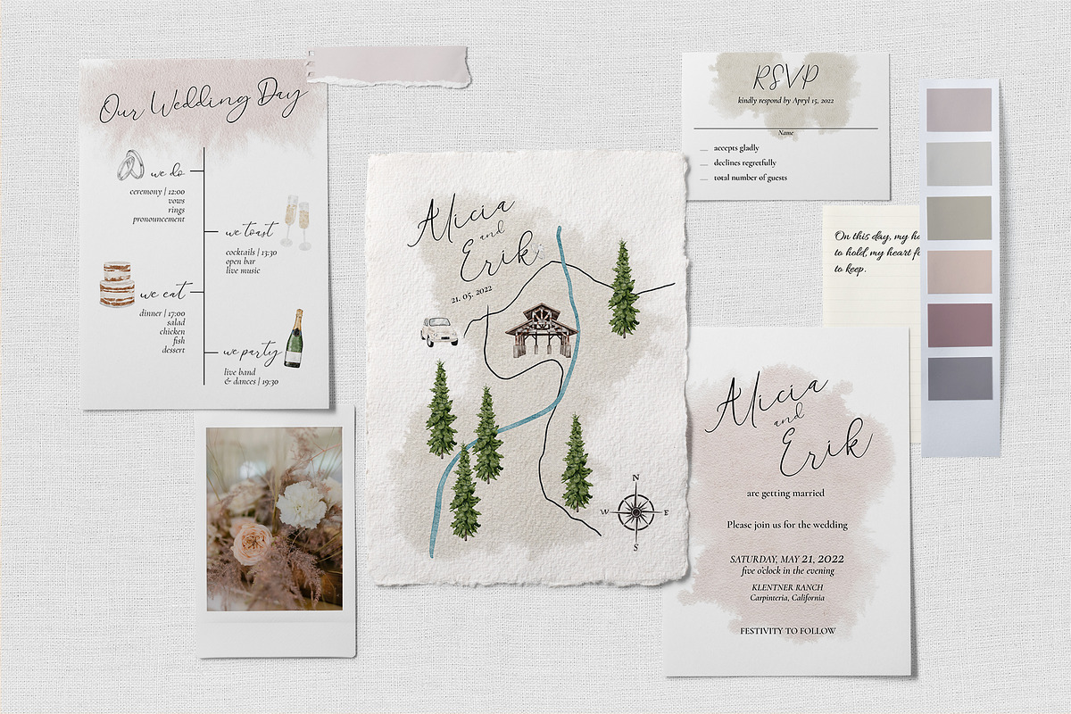 Watercolor Wedding Map Creator, a Person Illustration by lilisprints (Photo 2 of 8)