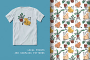 Line art plant and cat drawings, an Animal Illustration by eka panova (Thumbnail 3 of 6)