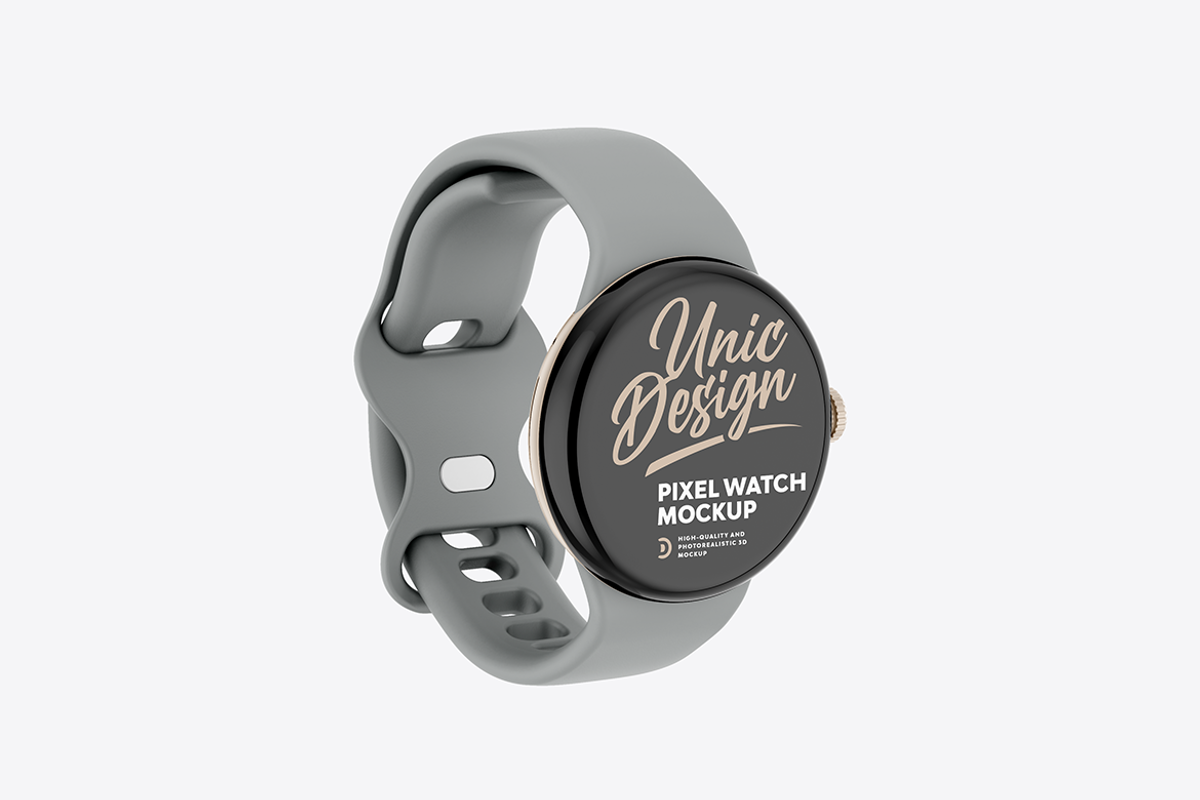 Pixel Watch Mockup, a Wearable Device Mockup by UnicDesign (Photo 7 of 7)