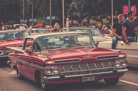 Classic red car containing car, auto, and automobile, a Transportation Photo by Riho Rannamäe