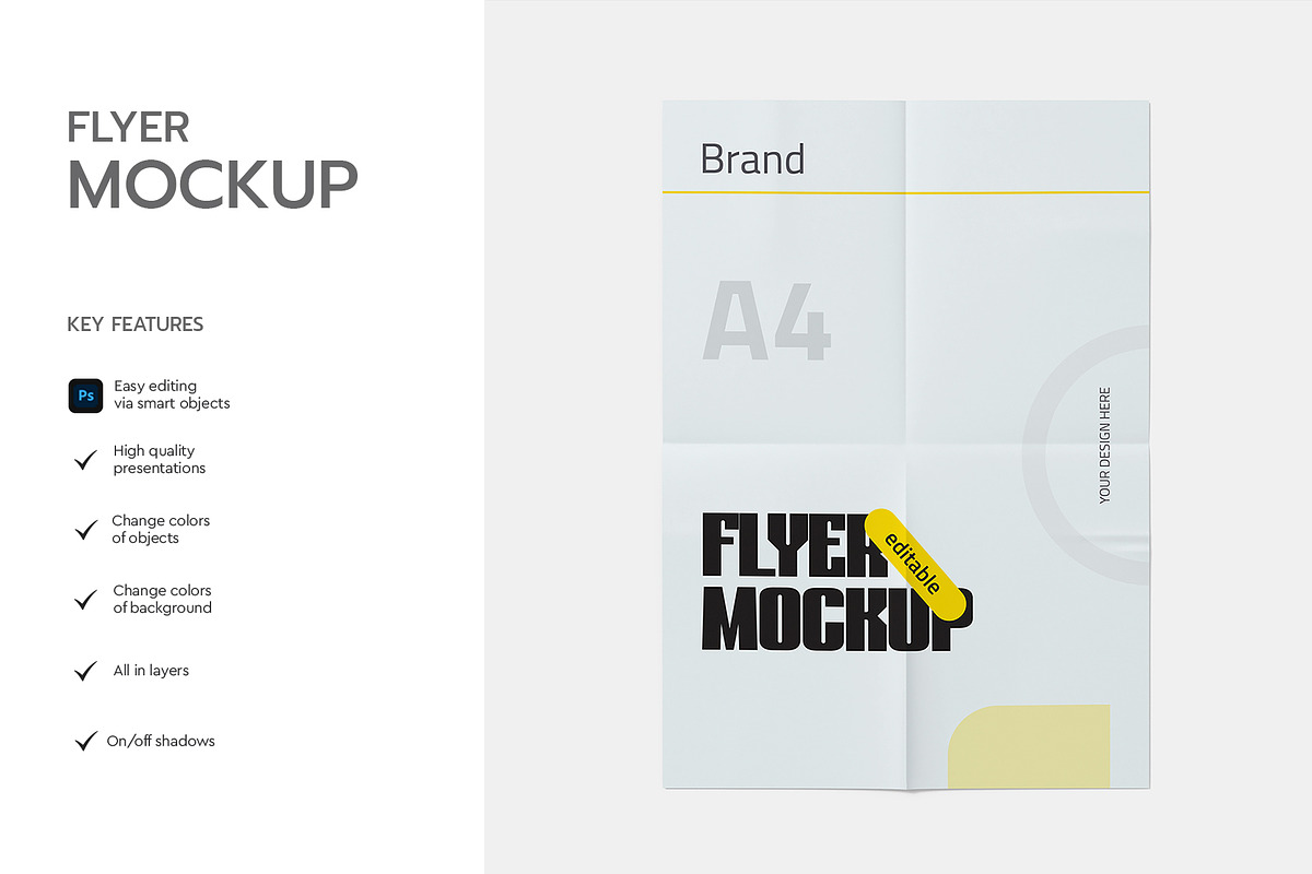 A4 Flyer Mockup PSD Template