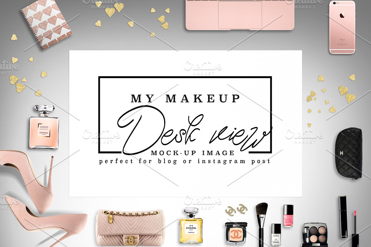 Luxury brand makeup desk post mockup containing chanel, stock photography, a Beauty & Fashion Photo by Whimsical Logoshop (Photo 1 of 2)