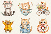 Cute Cat Sublimation Clipart, an Illustration by OK Design (Thumbnail 2 of 5)